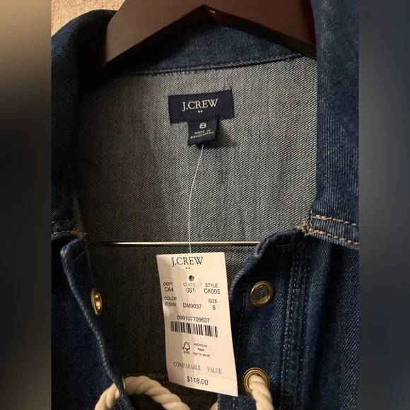 J Crew Factory Lace-up Denim  Mini Dress - Picture 6 of 7